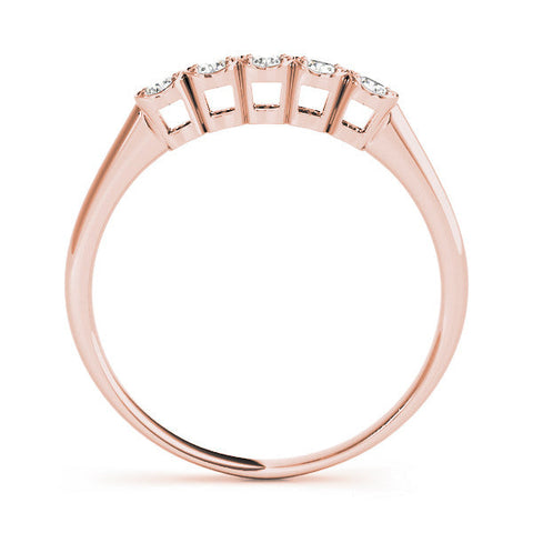 Rose gold Five-Stone Round Diamond Bezel Set White Gold Band