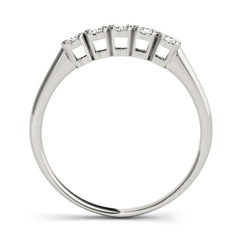 White gold Five-Stone Round Diamond Bezel Set White Gold Band