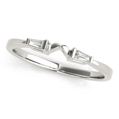 White gold Baguette Diamond Open Band with Bar Prong Setting