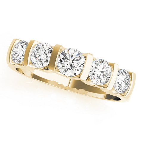 Yellow gold Channel-Set Round Diamond Five-Stone Band