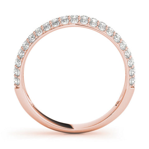 Rose gold Three-Row Round Diamond Pave Eternity Band with Shared Prong Setting