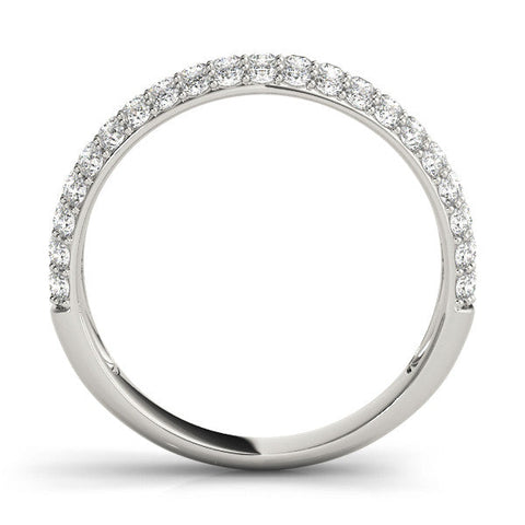 Platinum Three-Row Round Diamond Pave Eternity Band with Shared Prong Setting