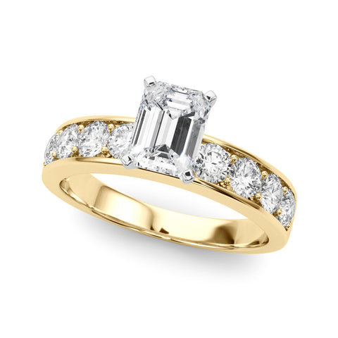 Yellow gold Heart Cut Channel Set Diamond Engagement Ring with Four-Prong Setting