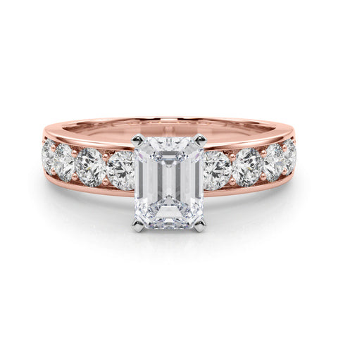 Rose gold Heart Cut Channel Set Diamond Engagement Ring with Four-Prong Setting