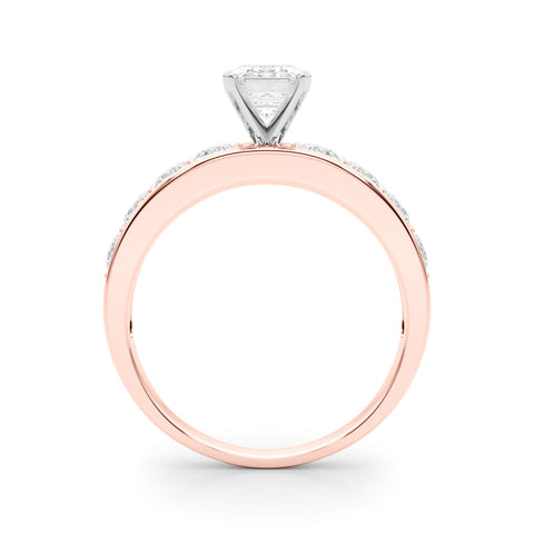 Rose gold Heart Cut Channel Set Diamond Engagement Ring with Four-Prong Setting