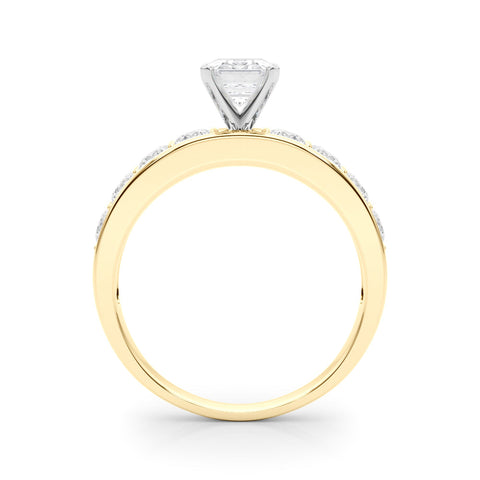 Yellow gold Round Cut Channel Set Diamond Engagement Ring with Four-Prong Setting