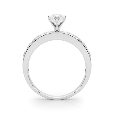 Silver Marquise Cut Channel Set Diamond Engagement Ring with Four-Prong Setting