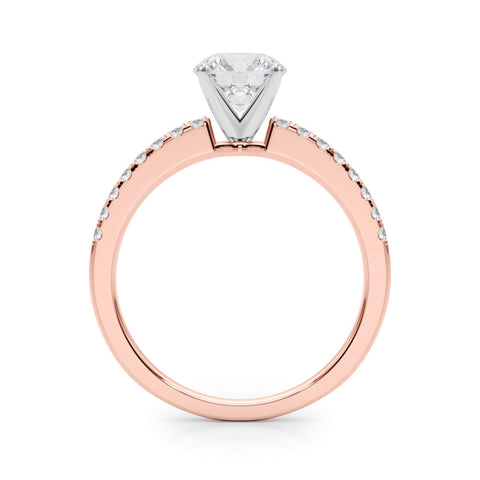 Rose gold Heart Solitaire Diamond with Pavé Band and Four-Prong Setting