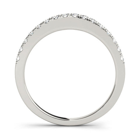 White gold Round Diamond Pavé Set Eternity Band with Shared Prong Setting