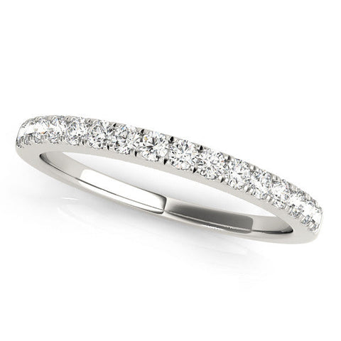 Platinum Round Diamond Pavé Set Eternity Band with Shared Prong Setting