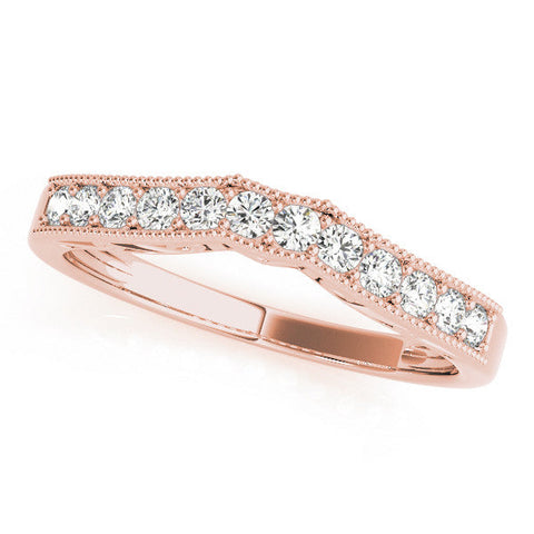 Rose gold Milgrain Round Diamond Pavé Chevron Band