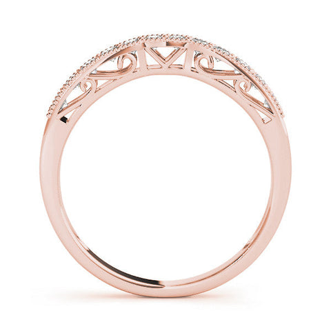 Rose gold Milgrain Round Diamond Pavé Chevron Band