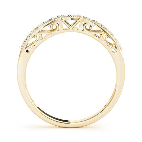 Yellow gold Milgrain Round Diamond Pavé Chevron Band