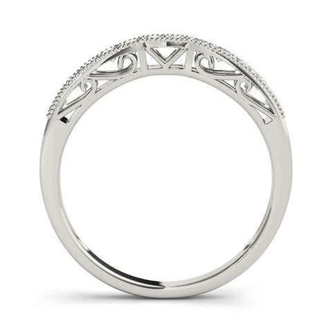 White gold Milgrain Round Diamond Pavé Chevron Band