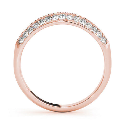 Rose gold Double Row Pavé Round Diamond White Gold Band with Shared Prong Setting