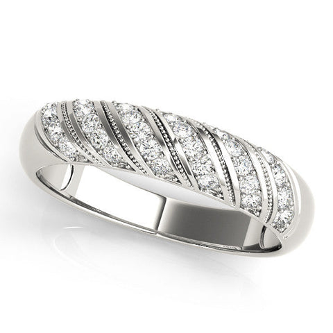 White gold Channel Set Round Diamond Dome Band