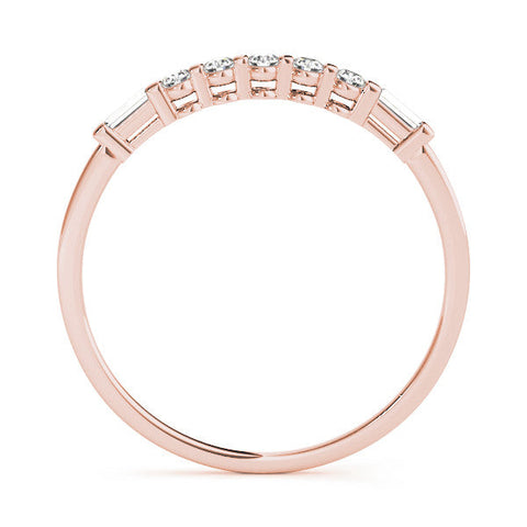 Rose gold Round and Baguette Diamond Prong Set Half-Eternity Band