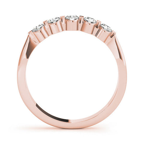 Rose gold Five-Stone Round Cut Diamond Prong-Set Half Eternity Band