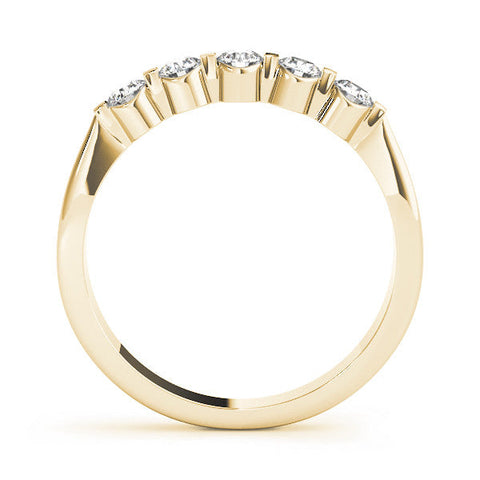 Yellow gold Five-Stone Round Cut Diamond Prong-Set Half Eternity Band