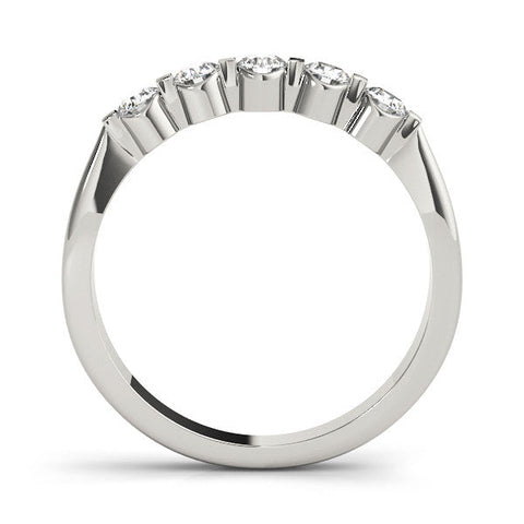 White gold Five-Stone Round Cut Diamond Prong-Set Half Eternity Band