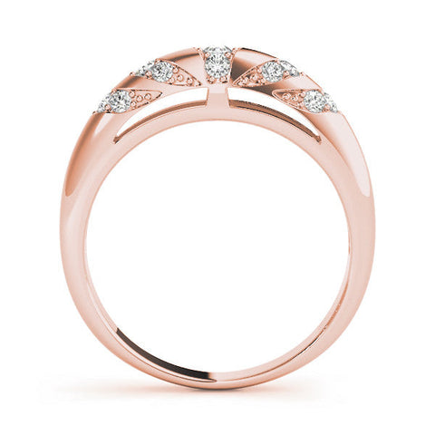 Rose gold Round Diamond Channel Set Curved Band with Bezel Setting