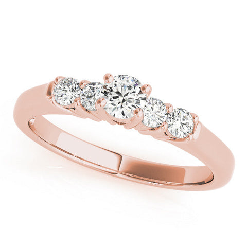 Rose gold Pear Cut Diamond Five-Stone Prong Set White Gold Ring