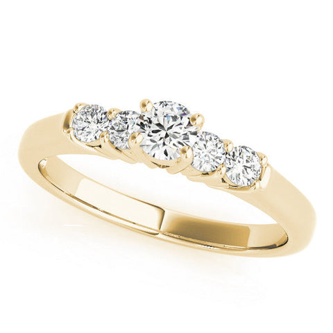 Yellow gold Heart Cut Diamond Five-Stone Prong Set White Gold Ring