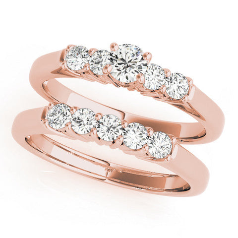 Rose gold Radiant Cut Diamond Five-Stone Prong Set White Gold Ring