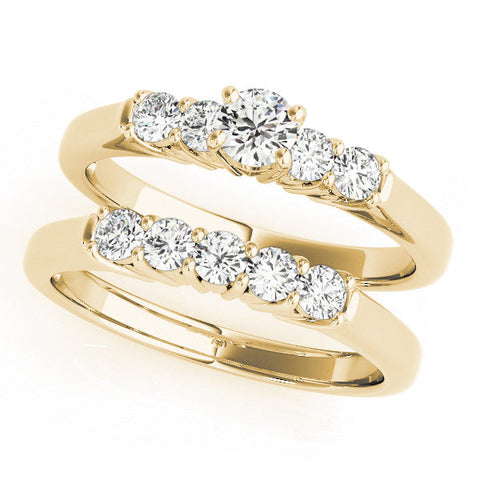 Yellow gold Radiant Cut Diamond Five-Stone Prong Set White Gold Ring