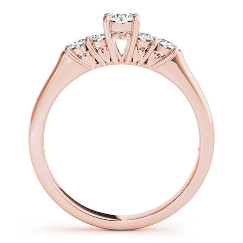 Rose gold Heart Cut Diamond Five-Stone Prong Set White Gold Ring