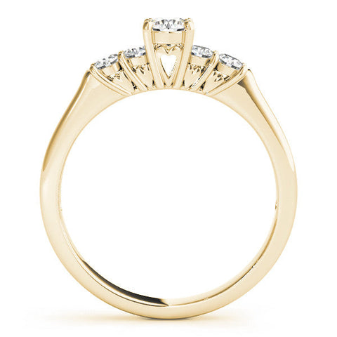 Yellow gold Cushion Cut Diamond Five-Stone Prong Set White Gold Ring