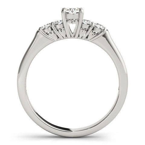 White gold Cushion Cut Diamond Five-Stone Prong Set White Gold Ring