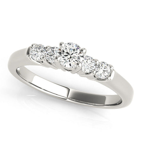 White gold Cushion Cut Diamond Five-Stone Prong Set White Gold Ring