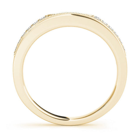 Yellow gold Round Cut Pavé Diamond Contour Band with Milgrain Detailing