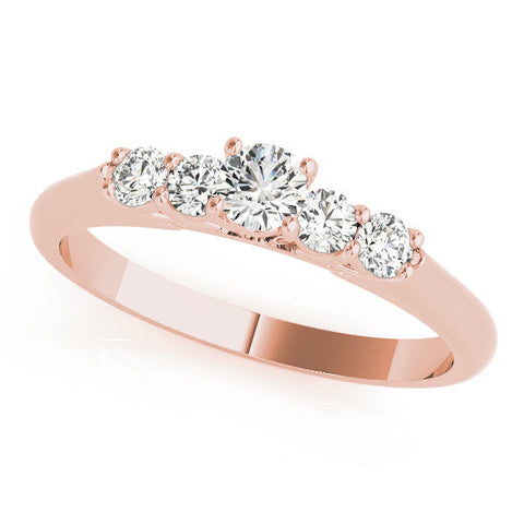 Rose gold Pear Cut Five-Stone Prong Set Diamond Ring with Classic Band