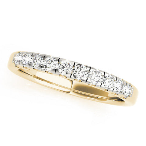 Yellow gold Round Diamond Prong Set Half Eternity Band