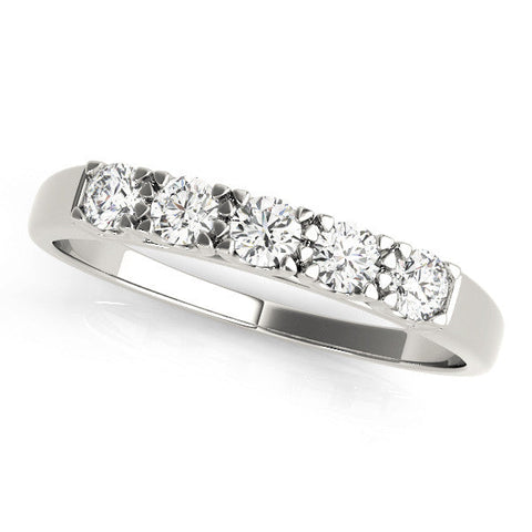 Silver Round Diamond Channel Set Half Eternity Band with Shared Prong Setting