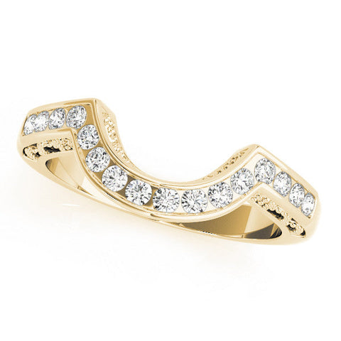 Yellow gold Round Channel-Set Diamond Contour Band