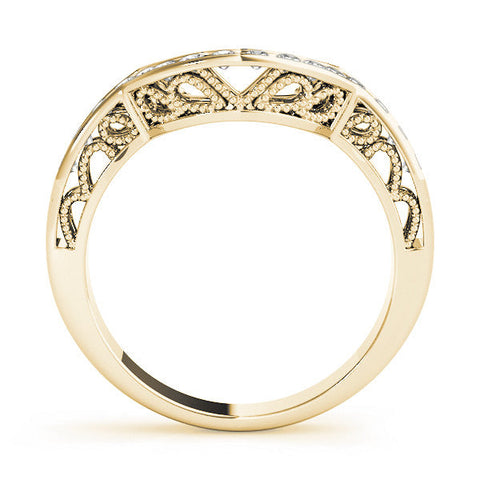 Yellow gold Round Channel-Set Diamond Contour Band