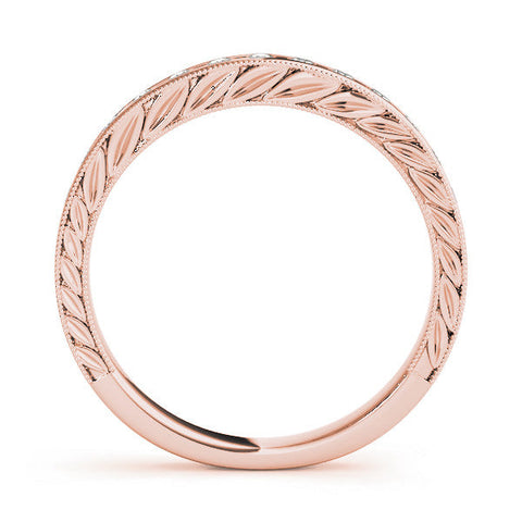 Rose gold Channel Set Round Diamond Milgrain Edge Wedding Band