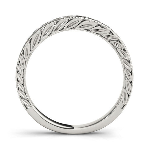White gold Channel Set Round Diamond Milgrain Edge Wedding Band