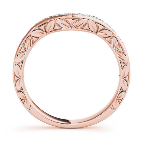 Rose gold Round Cut Channel Set Wave Band with Pavé Setting