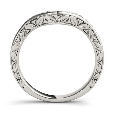 White gold Round Cut Channel Set Wave Band with Pavé Setting