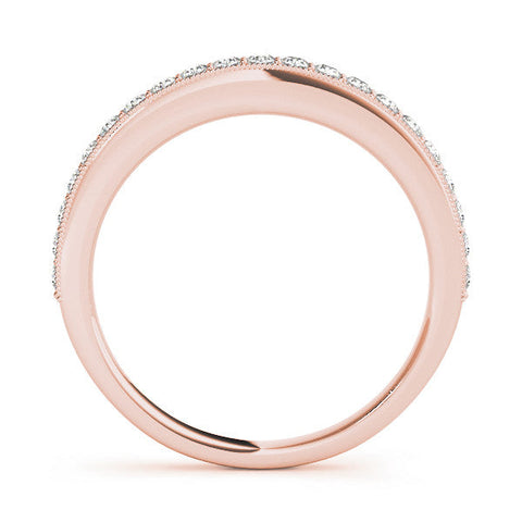 Rose gold Round Diamond Pavé Set Milgrain Wedding Band