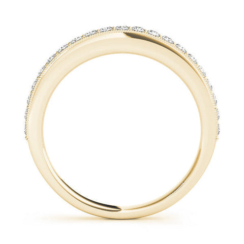 Yellow gold Round Diamond Pavé Set Milgrain Wedding Band