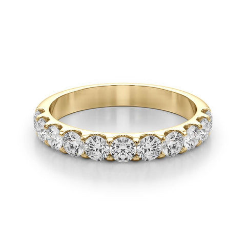 Yellow gold Round Diamond Half Eternity Prong Set Band