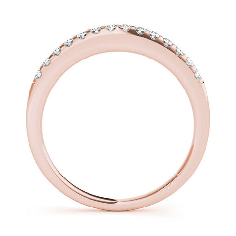 Rose gold Round Diamond Half Eternity Band with Pavé Setting and Shared Prong
