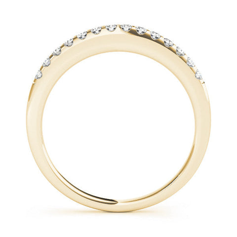 Yellow gold Round Diamond Half Eternity Band with Pavé Setting and Shared Prong