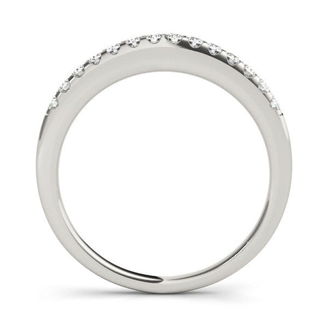White gold Round Diamond Half Eternity Band with Pavé Setting and Shared Prong