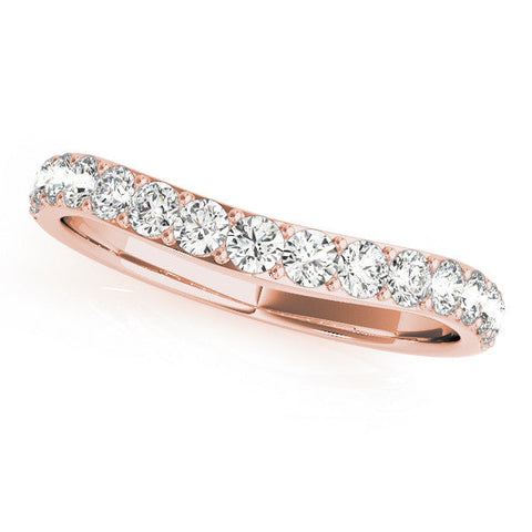 Rose gold Round Diamond Pavé Set Curved Eternity Band